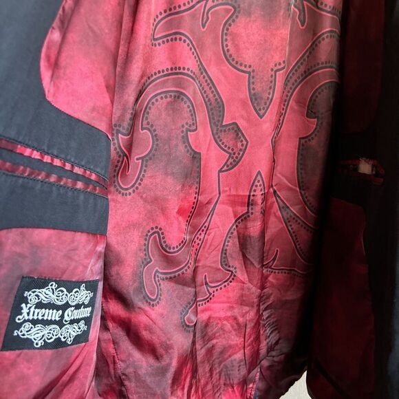 Vintage Y2K Extreme Couture Shirt Large L Embroidered Goth Grunge Suit Blazer - Picture 8 of 10